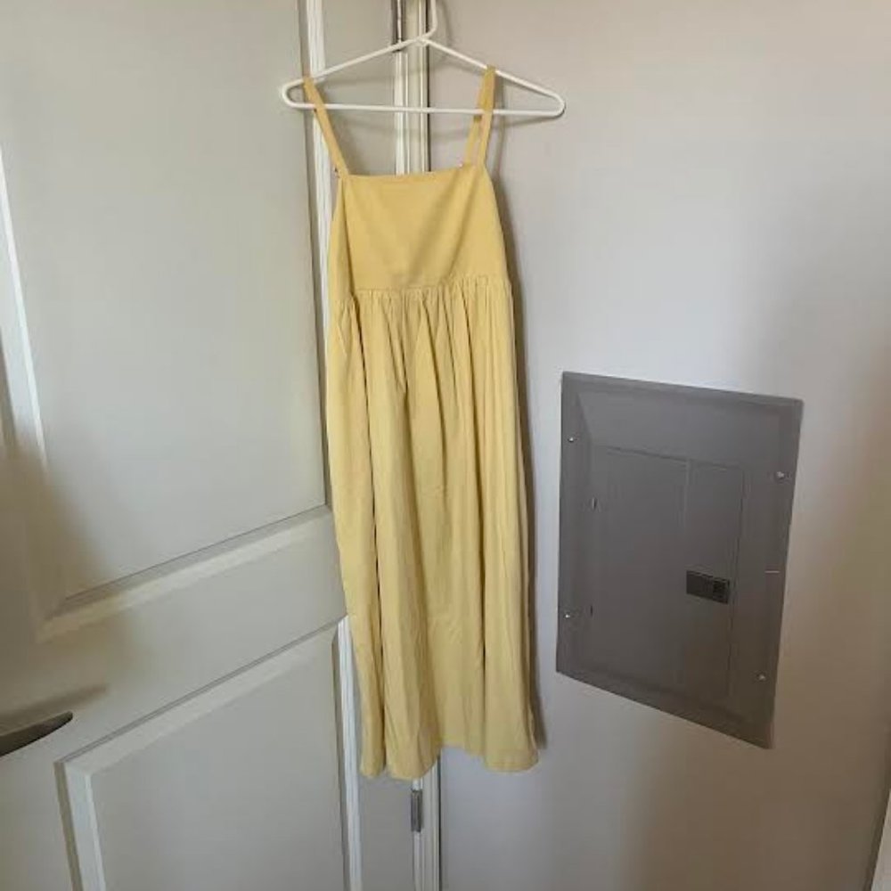 Madewell Women's Yellow Summertime Cami Midi Dress Square Neck Size X-Small NWT